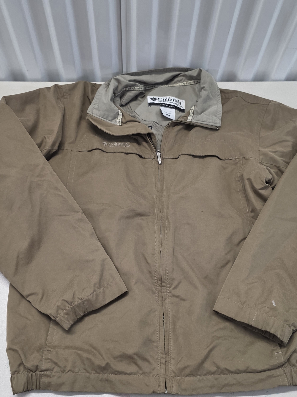 Columbia Northway Water Wind Resistant Beige Jacket Cotton Blend Men's Size Medi